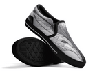 Black Showcase View: Glass Fox Slip-Ons in black at showcase angle featuring translucent fox artwork
