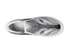 White Top View: Glass Fox Slip-Ons in white showing top-down view with striking glass-effect fox face
