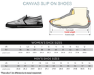 Black Size Chart: Size chart for Glass Fox Slip-Ons showing men's and women's size conversions
