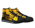 Black Angle View: Grunge Splash High Tops in black at 45-degree angle showcasing dynamic grunge paint effect