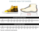 White Size Chart: Size chart for Grunge Splash High Tops showing men's and women's size conversions