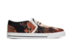 Side White: Hanami Portrait Slip-Ons in white showing side profile with flowing blossoms
