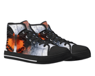Monarch Butterfly High Tops in black at 45-degree angle showcasing monarch butterfly design with contrasting background