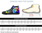 3. Black Size Chart: Size chart for Neon Aquafox High Tops showing men's and women's size conversions
