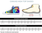 6. White Size Chart: Size chart for Neon Aquafox High Tops showing men's and women's size conversions
