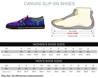 4. Black Size Chart: Size chart for Neon Jungle Skull Slip-Ons showing men's and women's size conversions
