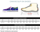 8. White Size Chart: Size chart for Neon Jungle Skull Slip-Ons showing men's and women's size conversions
