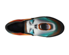 1. Black Top View: Psychedelic Scream Slip-Ons in black showing top-down view with vibrant portrait and swirling background
