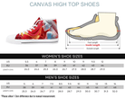 6. White Size Chart: Size chart for Red Ariel High Tops showing men's and women's size conversions
