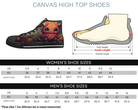3. Black Size Chart: Size chart for Starlit Creature High Tops showing men's and women's size conversions
