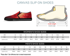 Black Size Chart: Sunburst Bloom Slip-Ons in black showing initial side angle with sunburst floral pattern
