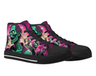 Black Angle View: Surreal Zombie Herd High Tops in black at 45-degree angle showcasing vibrant undead artwork
