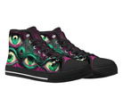 2. Black Angle View: Third Eye High Tops in black at 45-degree angle showcasing psychedelic eye artwork
