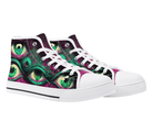 5. White Angle View: Third Eye High Tops in white at 45-degree angle showcasing psychedelic eye artwork
