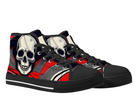 2. Black Angle View: Vector Skull High Tops in black at 45-degree angle showcasing abstract vector artwork
