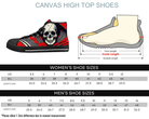 3. Black Size Chart: Size chart for Vector Skull High Tops showing men's and women's size conversions
