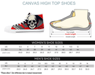 6. White Size Chart: Size chart for Vector Skull High Tops showing men's and women's size conversions
