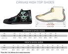 3. Black Size Chart: Size chart for Witchy Vibes High Tops showing men's and women's size conversions
