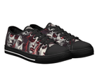2. Black Angle View: Zombie Horde Low Tops in black at 45-degree angle showcasing detailed undead artwork
