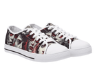 5. White Angle View: Zombie Horde Low Tops in white at 45-degree angle showcasing detailed undead artwork
