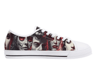 4. White Side View: Zombie Horde Low Tops in white showing side profile with realistic zombie face pattern
