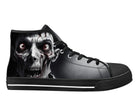 Black Bone Chiller High Top Sneakers - Monochromatic Zombie Design by Steadfast 7, Custom Canvas Shoes
