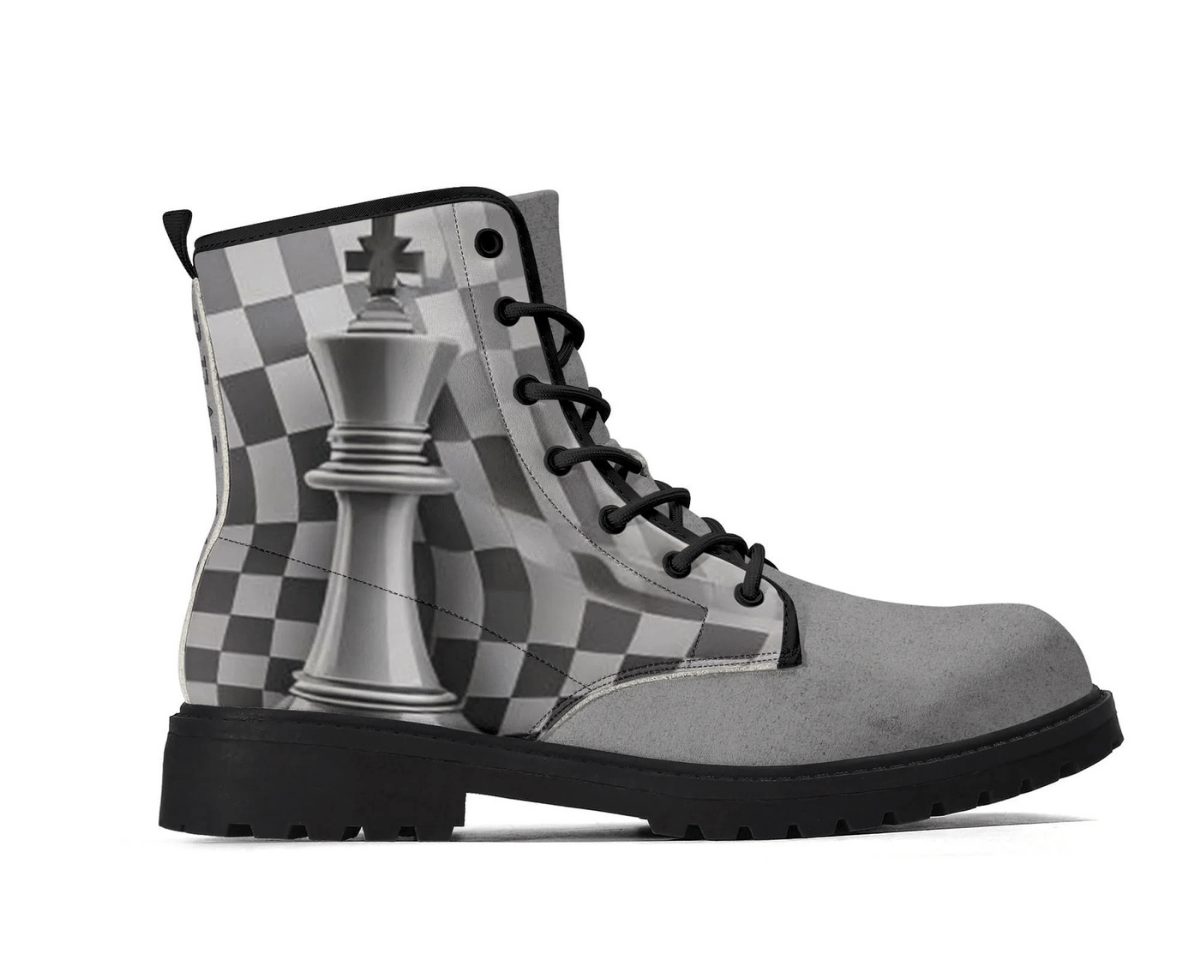 Steadfast 7 Checkmate Royalty Classic Boots Side View - Chess King Design
