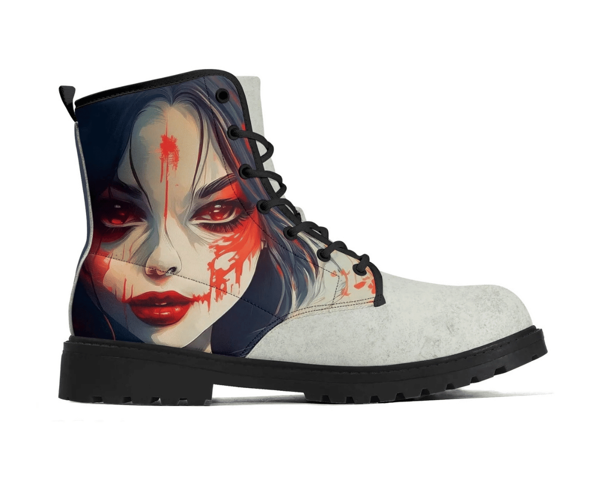 Steadfast 7 Crimson Anime Classic Boots Side View - Manga Character Design
