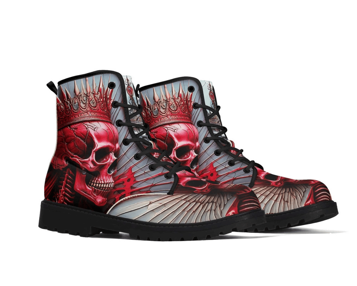 Steadfast 7 Crimson Monarch Classic Boots Angle View - Royal Skull Detail
