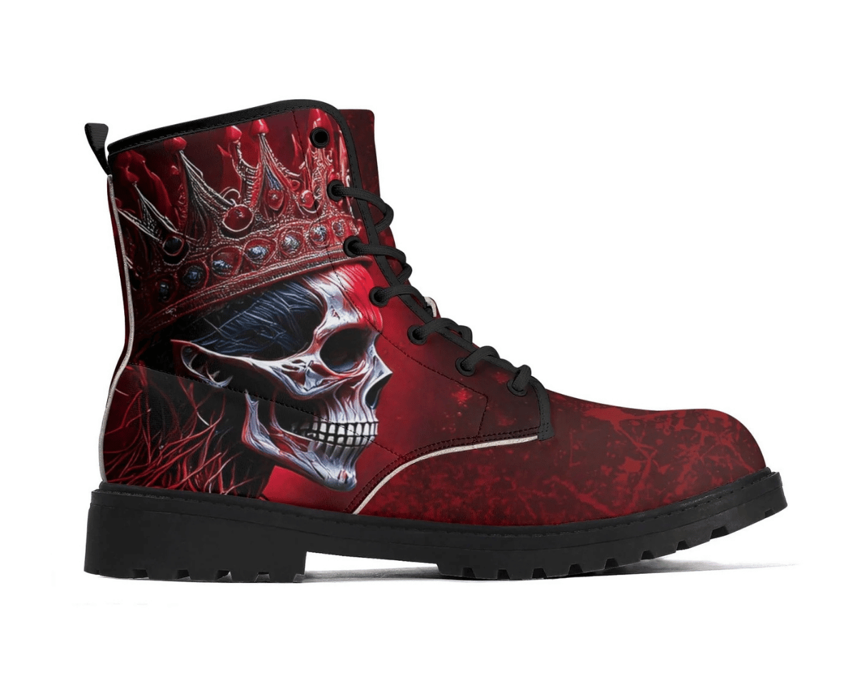 Steadfast 7 Crowned Sovereign Classic Boots Side View - Detailed Crown Skull Design
