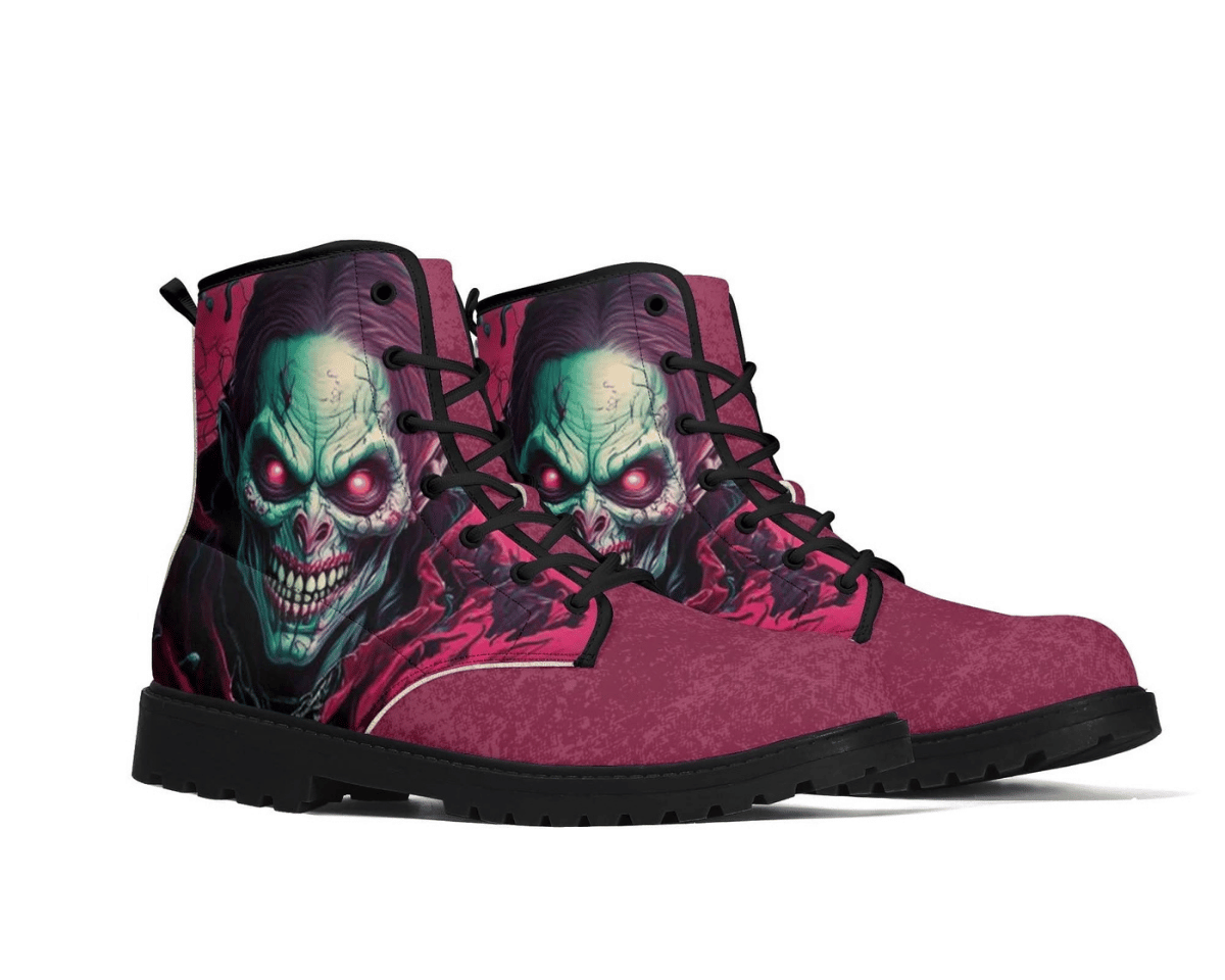 Steadfast 7 Demon's Gaze Classic Boots Angle View - Vibrant Magenta Background Detail
