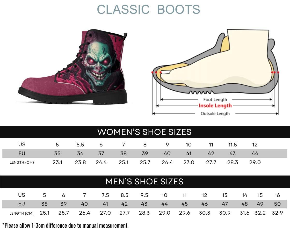Steadfast 7 Demon's Gaze Classic Boots Size Chart Guide