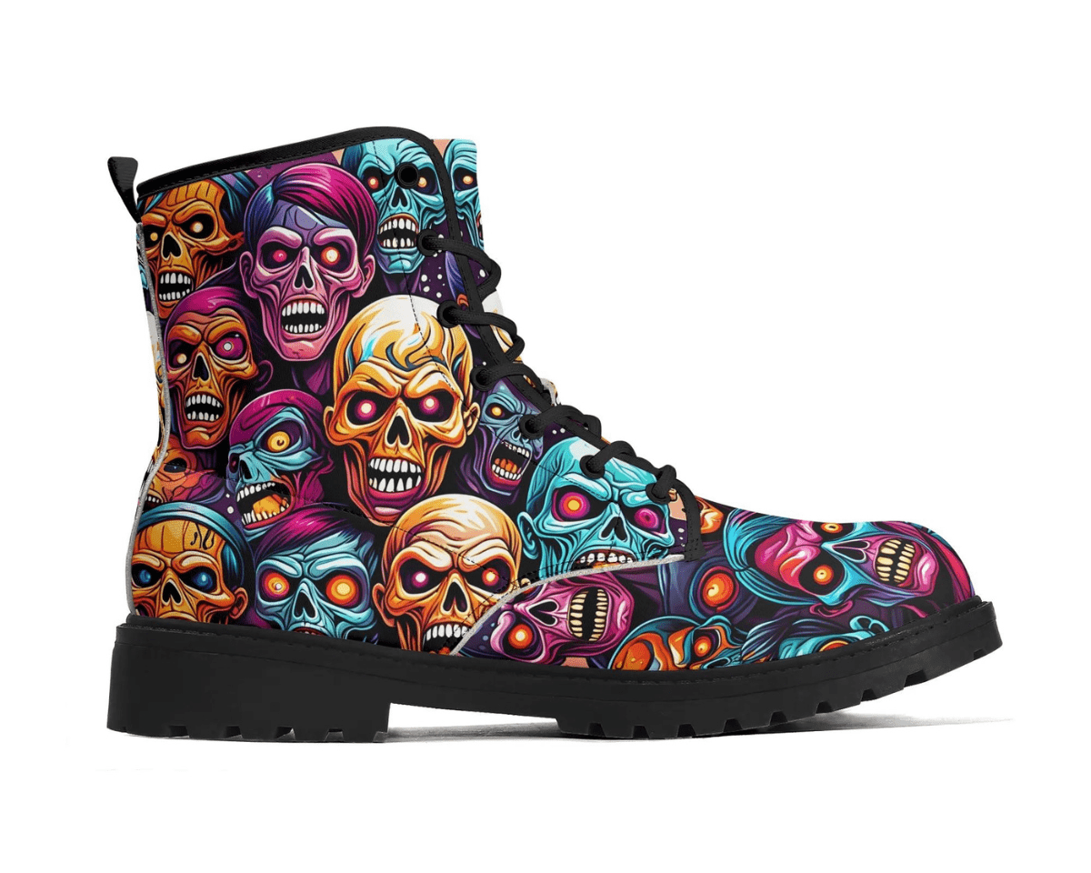 Steadfast 7 Neon Zombie Classic Boots Side View - Colorful Zombie Design
