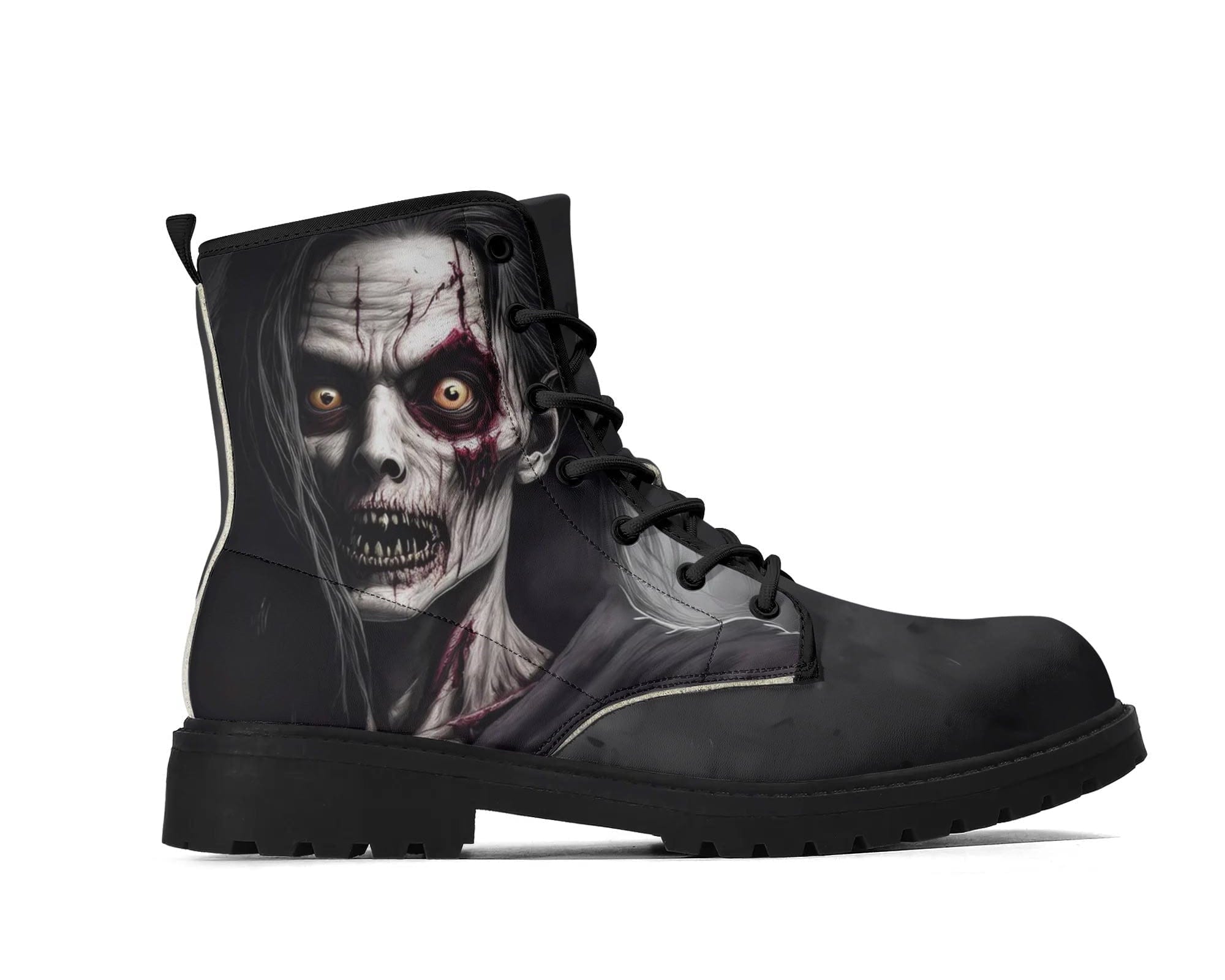 Night Terror Classic Boots - Dark Zombie Portrait Design Side View By Steadfast 7, Custom Classic Boots

