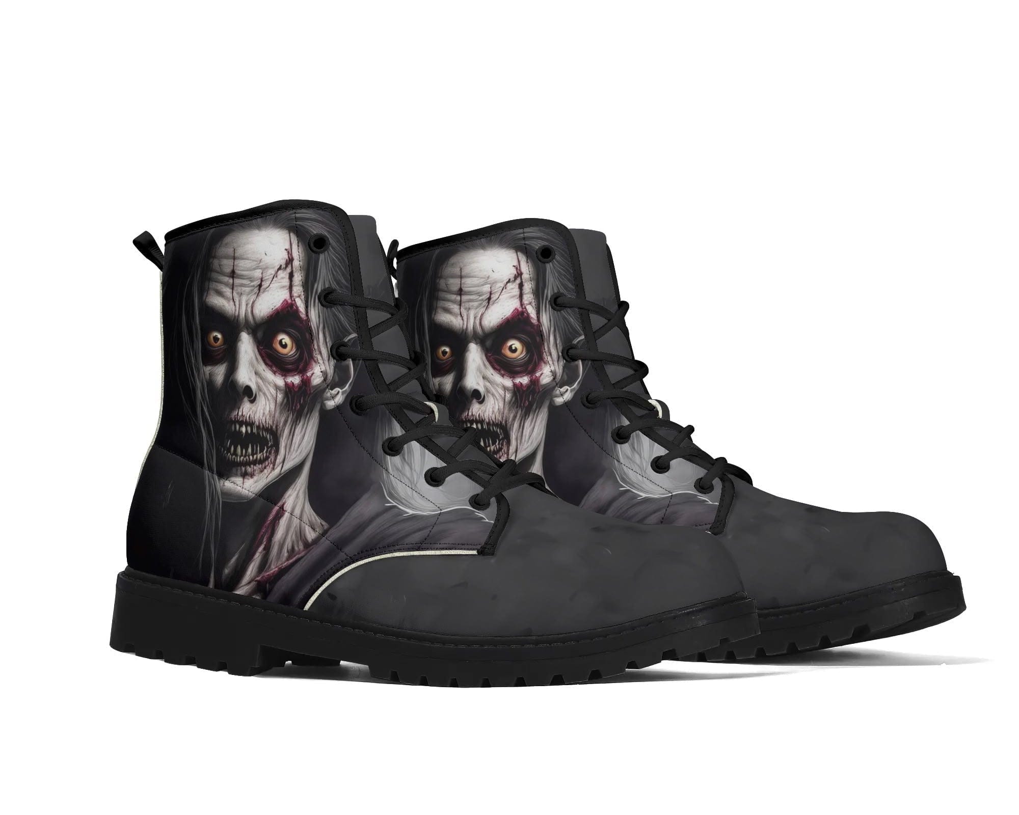 Night Terror Classic Boots - Dark Zombie Portrait Design Three Quarter View By Steadfast 7, Custom Classic Boots
