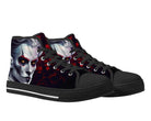 Black Nocturnal Bite High Top Sneakers - Gothic Vampire Portrait Design by Steadfast 7, Custom Canvas Shoes