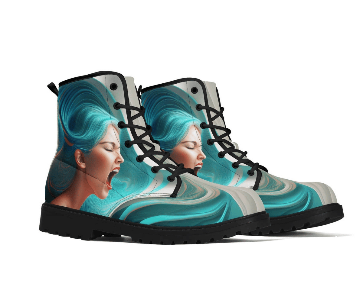 Steadfast 7 Ocean's Scream Classic Boots Angle View - Flowing Wave Pattern
