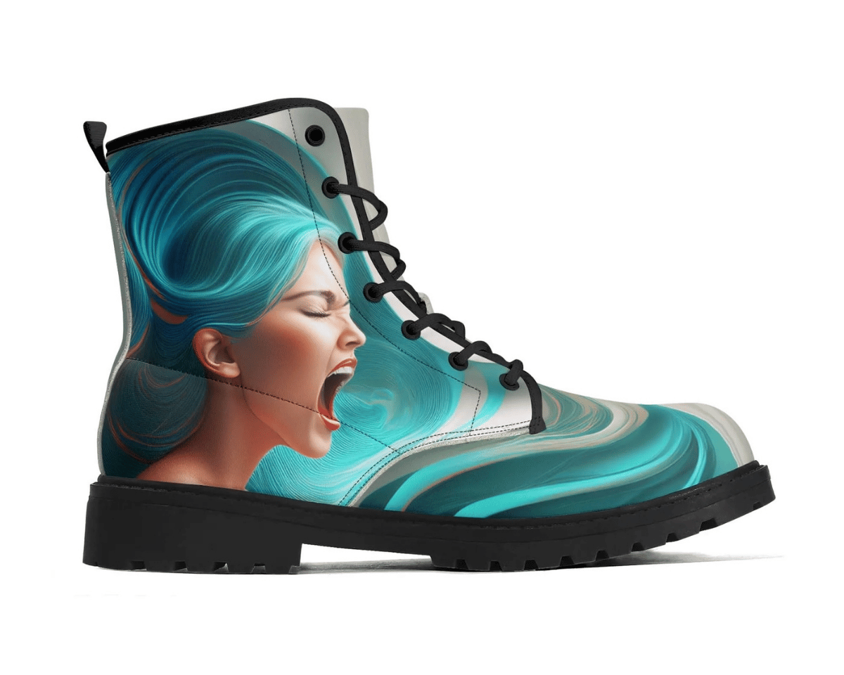 Steadfast 7 Ocean's Scream Classic Boots Side View - Blue-Haired Woman Portrait
