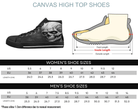 Size Chart for Black P-Ka-Boo High Top Sneakers by Steadfast 7 - Custom Canvas Shoes Sizing Guide