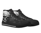 Black P-Ka-Boo High Top Sneakers - Detailed Gothic Skull Design by Steadfast 7, Custom Canvas Shoes