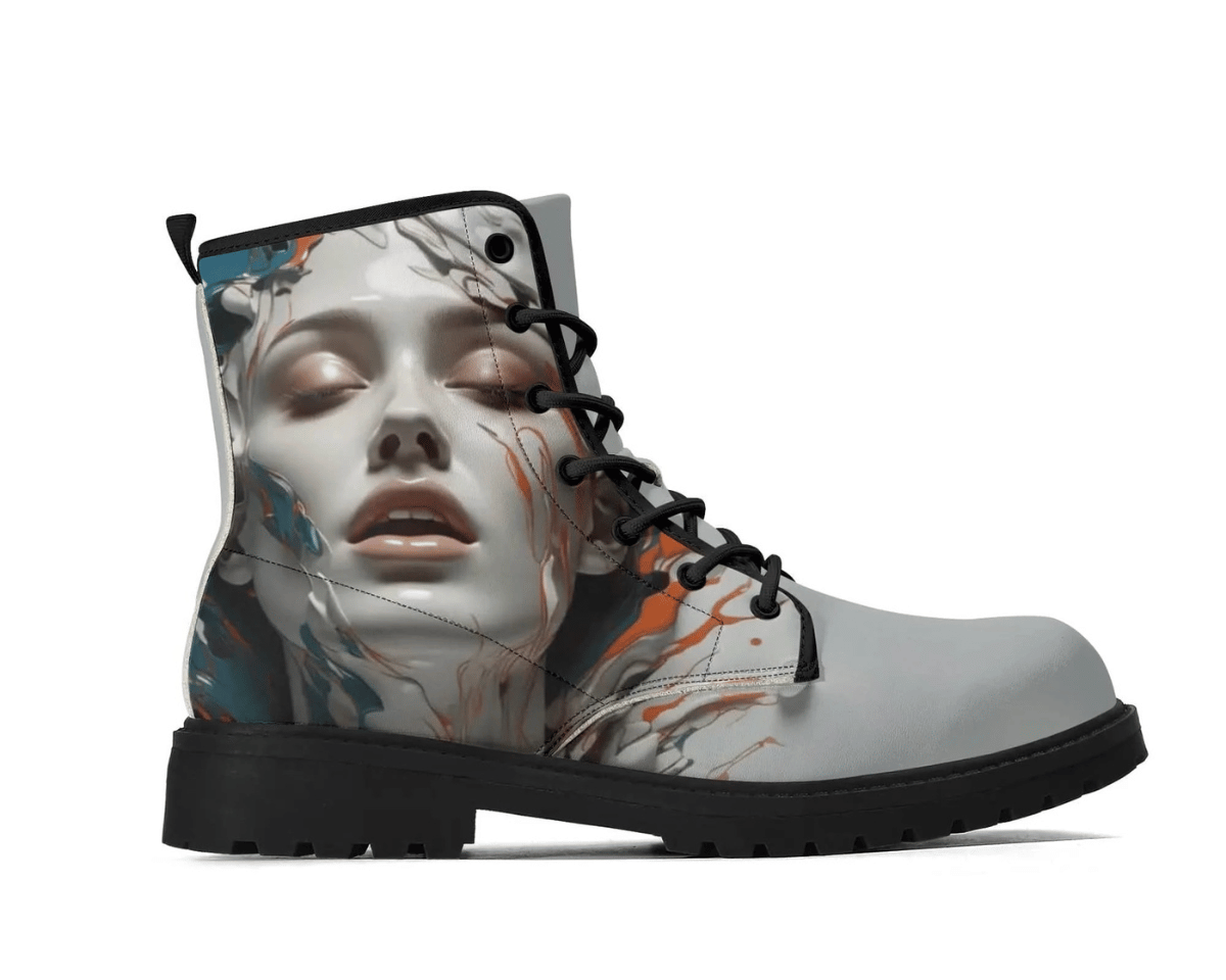 Painted Princess Classic Boots - Abstract Portrait Design Side View By Steadfast 7, Custom Classic Boots
