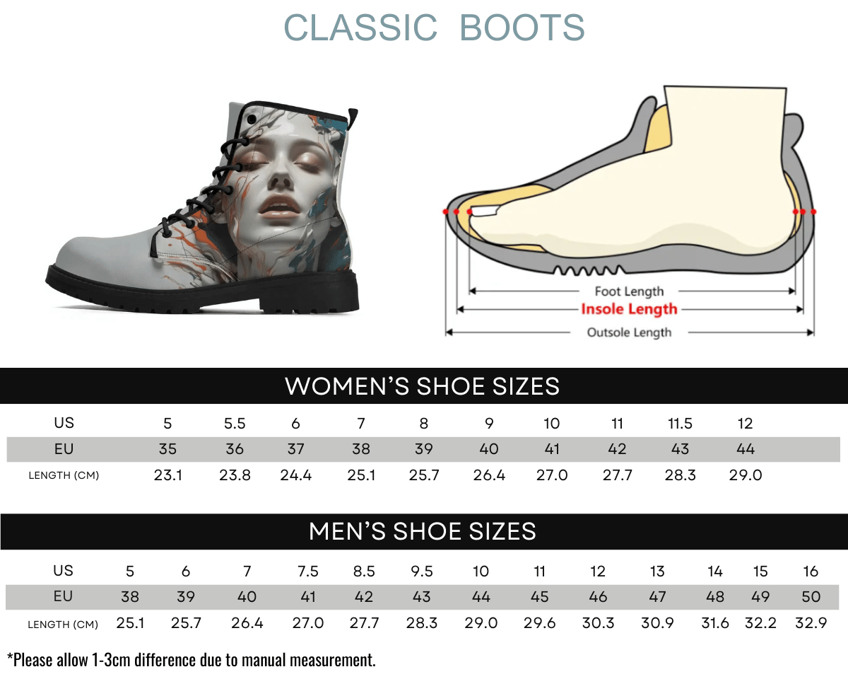 Size Chart For Painted Princess Classic Boots By Steadfast 7 - Custom Classic Boots Sizing Guide