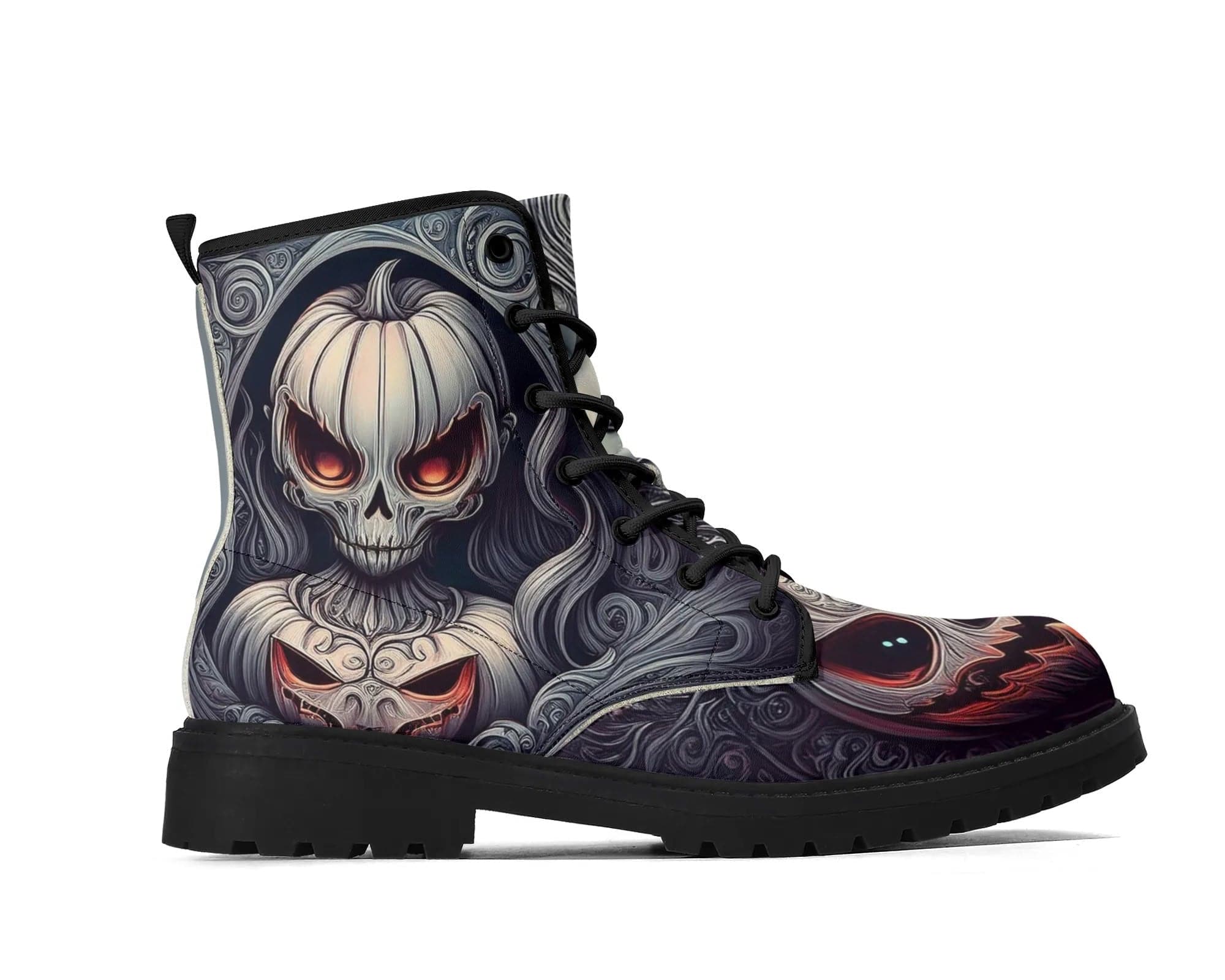 Pumpkin Specter Classic Boots - Halloween Ghost Design Side View By Steadfast 7, Custom Classic Boots
