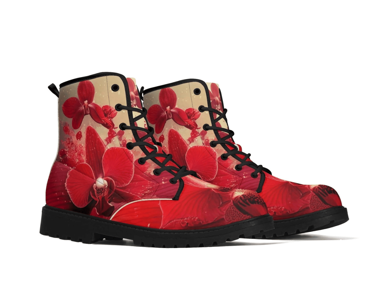 Steadfast 7 Red Blossom Classic Boots Angle View - Detailed Blossom Design
