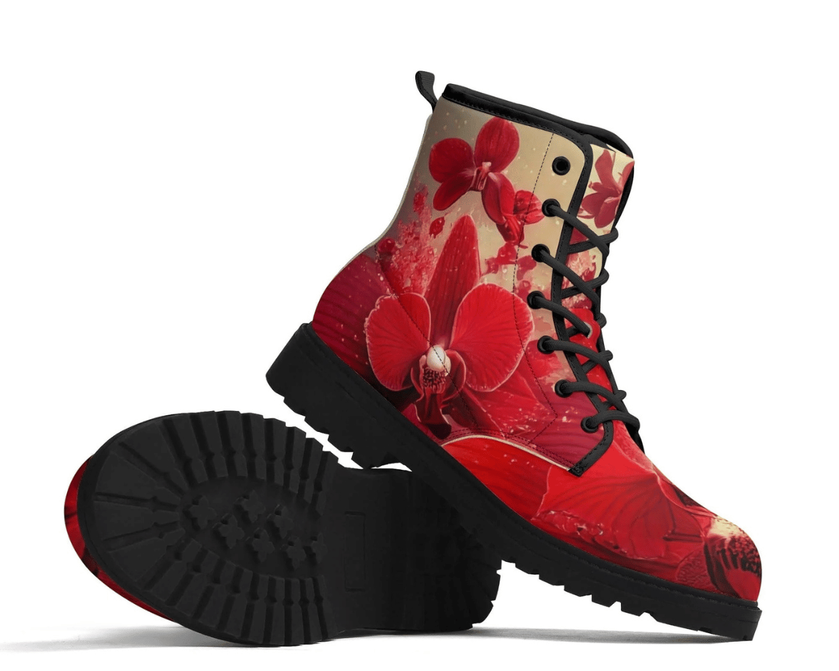Steadfast 7 Red Blossom Classic Boots Showcase - Complete Floral Artistic Pattern
