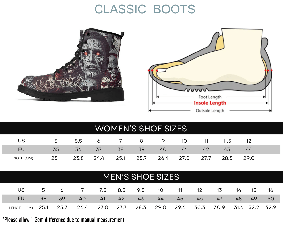 Steadfast 7 Retro Zombie Classic Boots Size Chart Guide