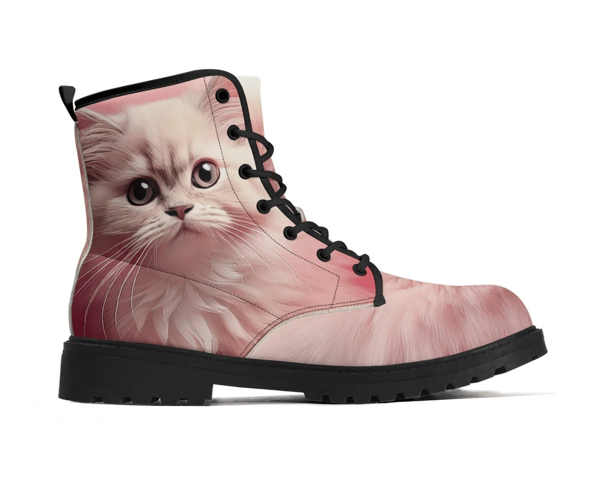 Steadfast 7 Rose Feline Classic Boots Side View - Realistic Pink Cat Portrait
