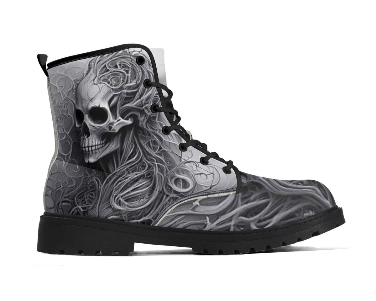 Steadfast 7 Scrollwork Siren Classic Boots Side View - Female Skeleton Design

