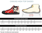 Size Chart for Black She Devil High Top Sneakers by Steadfast 7 - Custom Canvas Shoes Sizing Guide