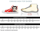 Size Chart for White She Devil High Top Sneakers by Steadfast 7 - Custom Canvas Shoes Sizing Guide